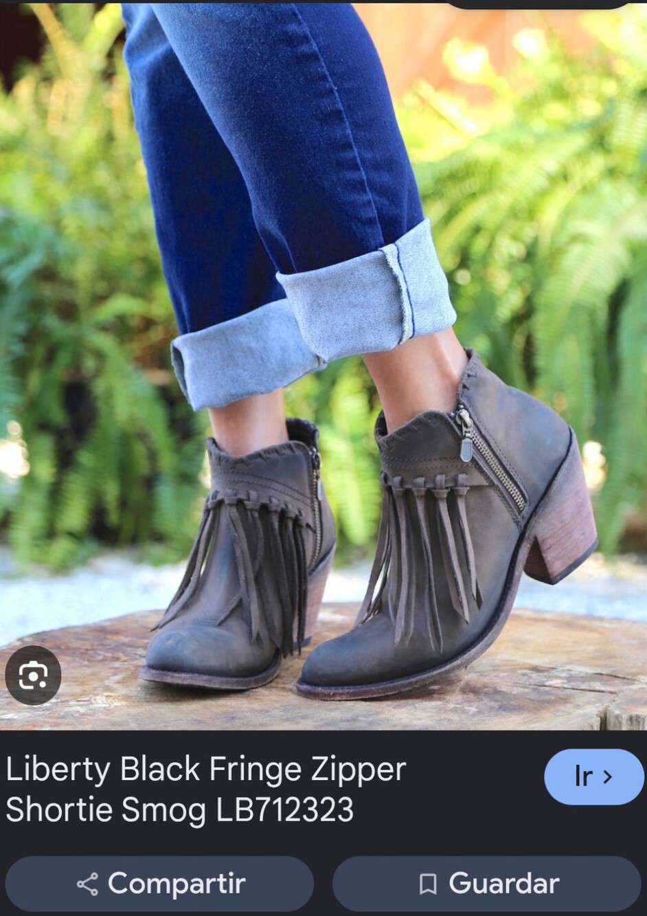 Liberty Black Fringe Zipper Shortie Ankle Boots in Smog